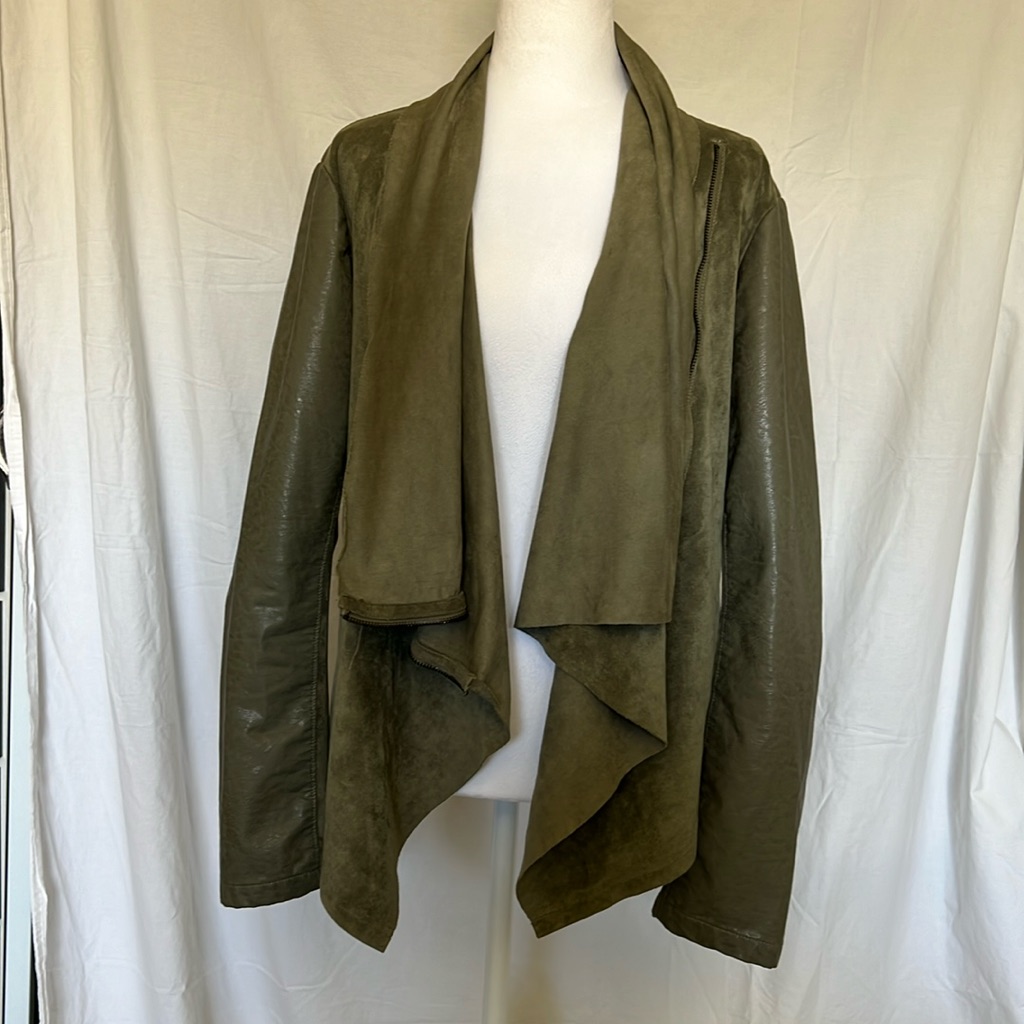 Suede/Smooth Olive Leatherettet Jacket Super Soft Large